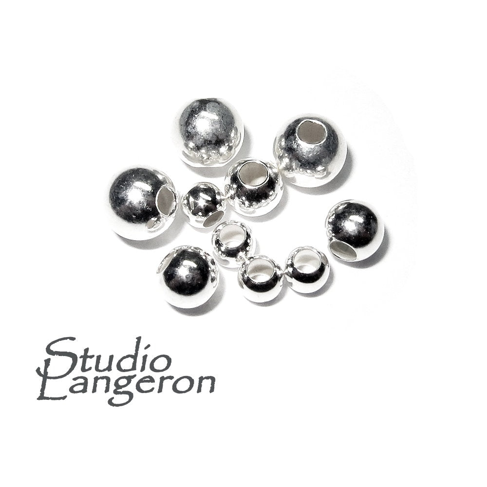 925 sterling silver seamless round shiny beads size 2.0-18.0 mm, Silver beads, Jewelry making, Silver findings, Sterling silver - 1 piece