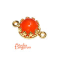 14K Gold Filled natural carnelian round Link Connector size 14x7 mm, Natural carnelian gold filled link, Jewelry making, Connector - 1 piece
