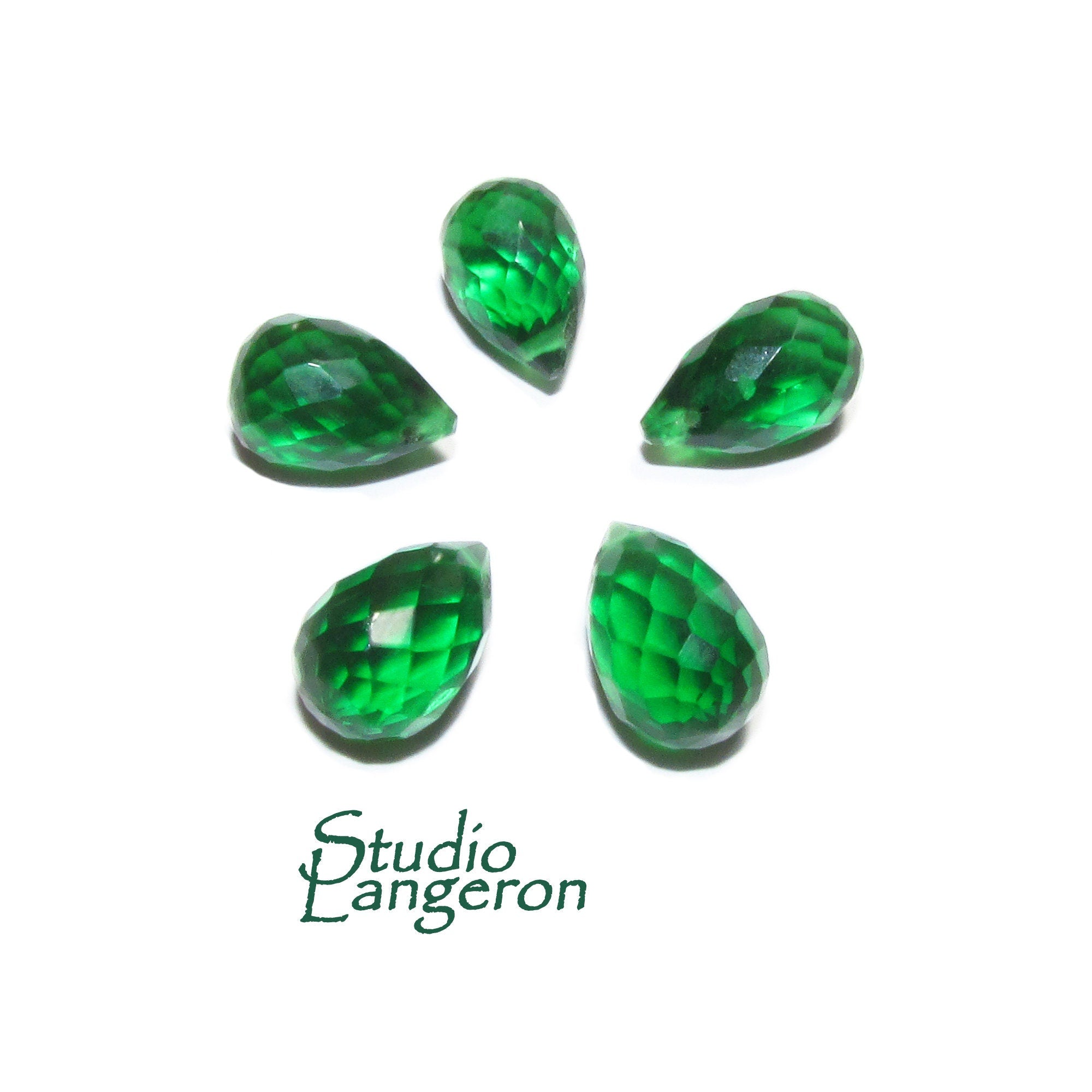 Natural Chrome diopside Teardrop faceted Beads size 9x6mm, Chrome diopside Gemstone, Jewelry making, Gemstone Teardrop beads - 1 piece