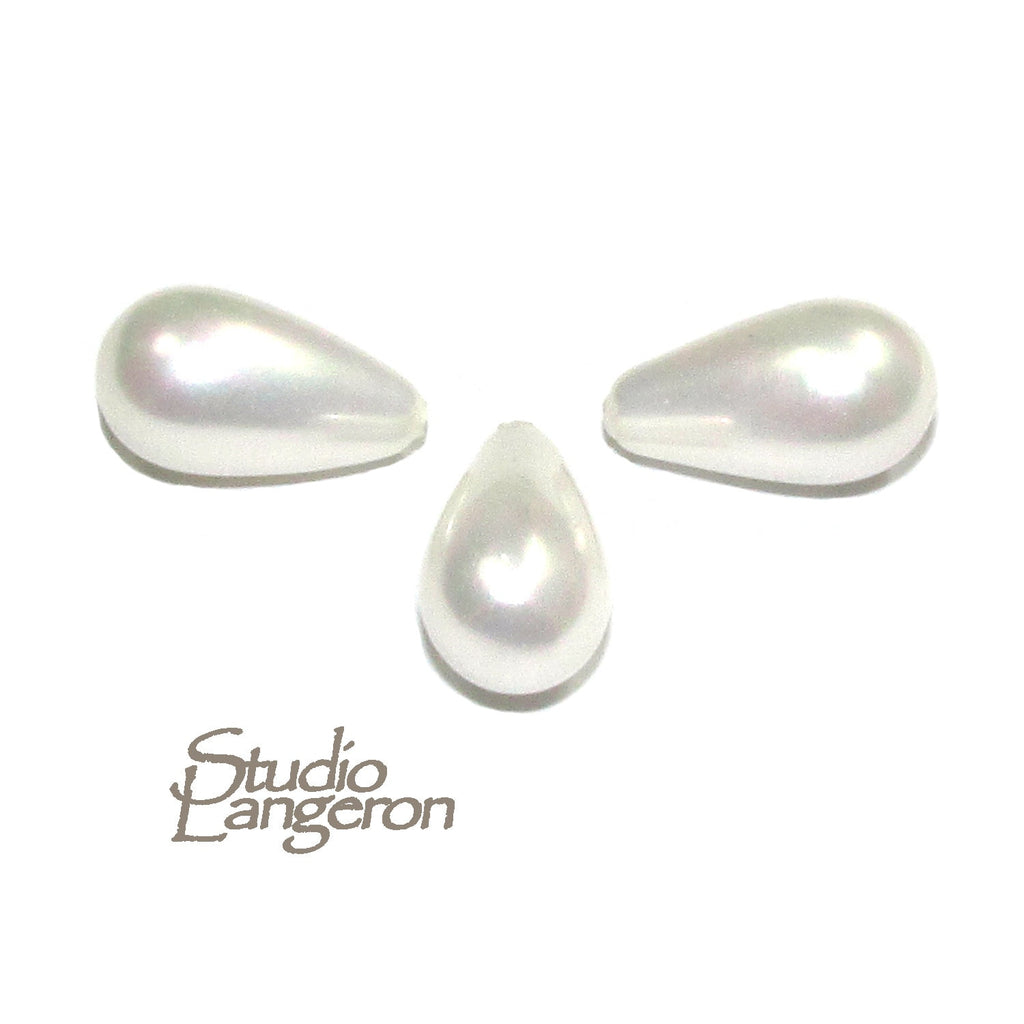Natural Sea shell pearl Teardrop half drilled Beads size 15x8 mm, Natural shell pearl Matching Half Drilled Beads, Jewelry making - 1 piece