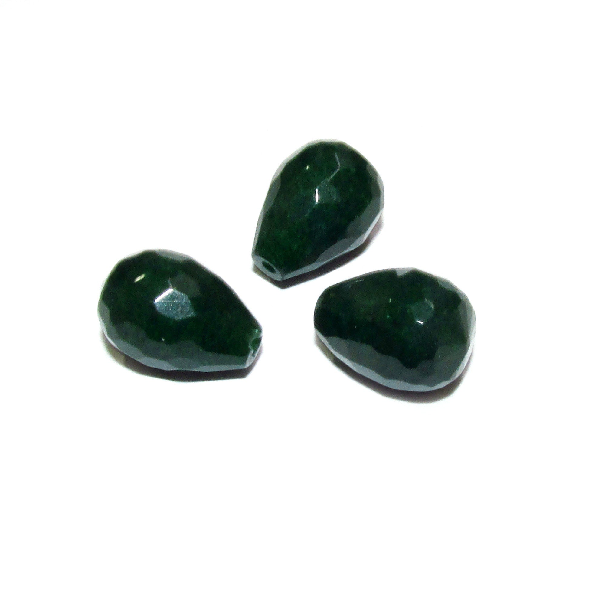 Natural African emerald Teardrop faceted half drilled Beads size 14x10 mm, Natural emerald, Half Drilled Beads, Jewelry making - 1 piece