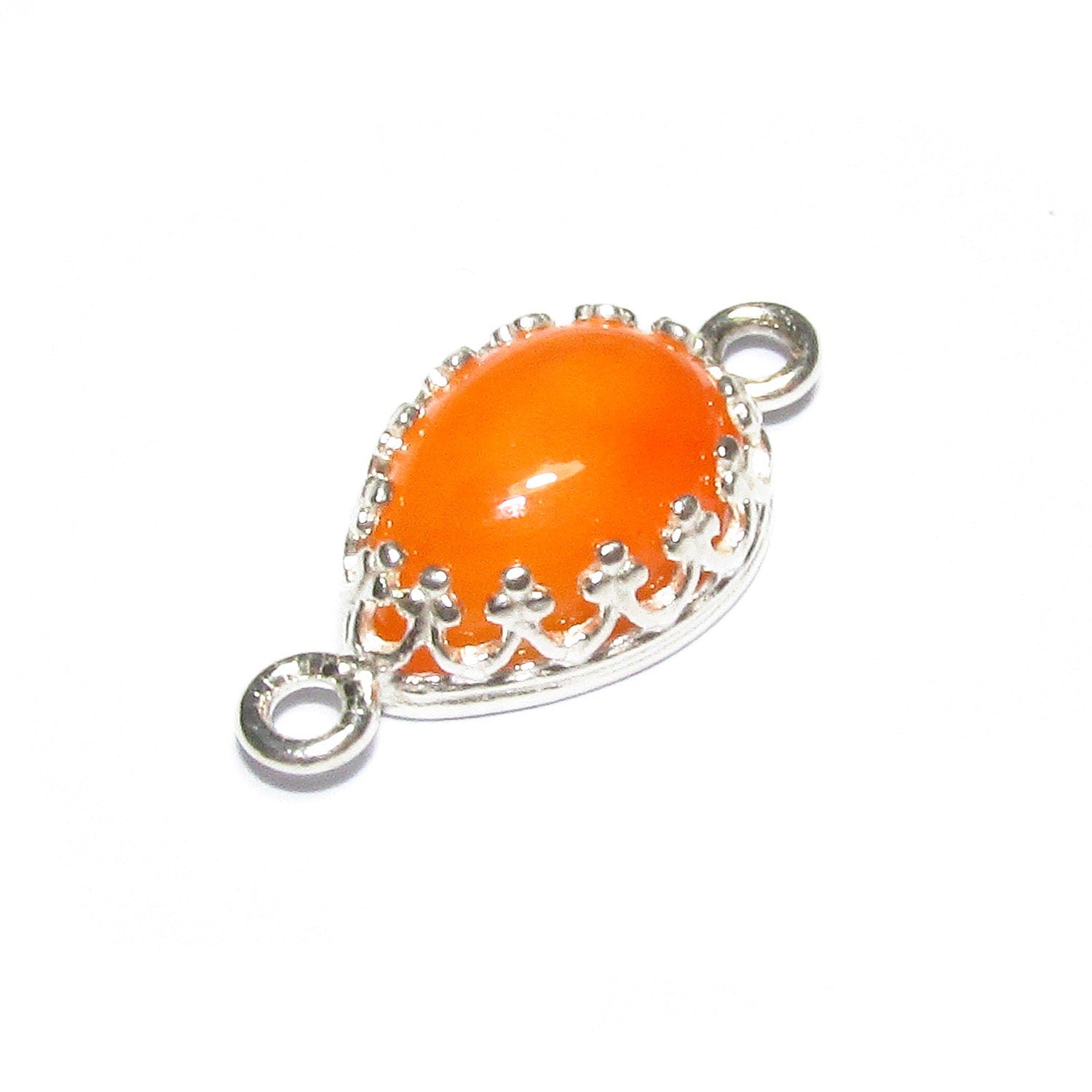 925 Sterling Silver natural carnelian pear Connector size 18x8.5mm, Natural carnelian silver link, Jewelry making, Connector - 1 piece