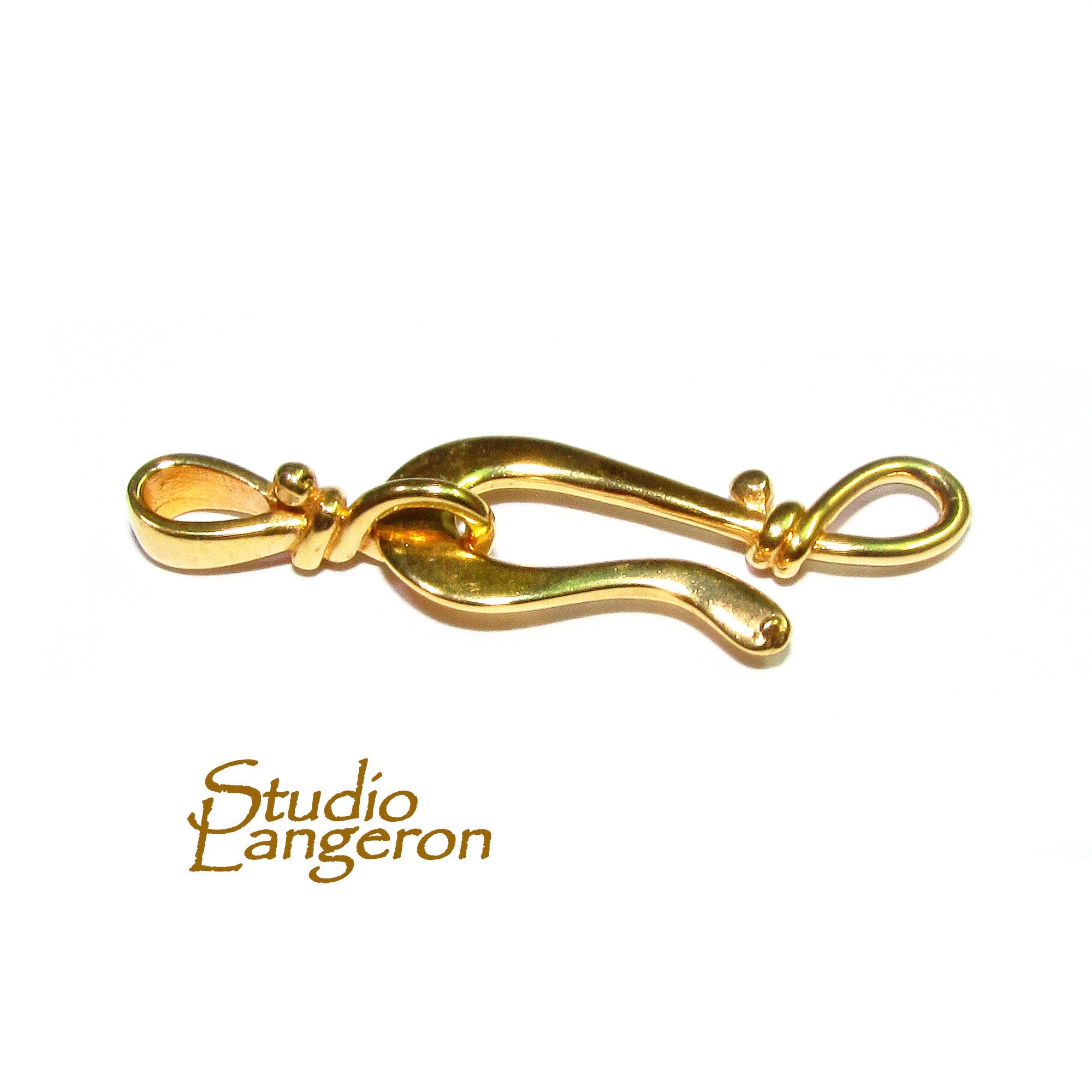 14K Yellow Gold filled Hook Eye Large Clasp, Gold Filled, Hook Eye clasp, Clasp findings, Jewelry making, Gold Filled clasp - 1 piece