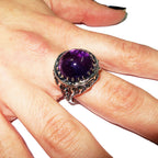 Statement amethyst ring 925 sterling silver size 7, Handmade ring, single copy, 925 sterling silver, Natural amethyst, silver ring, gemstone