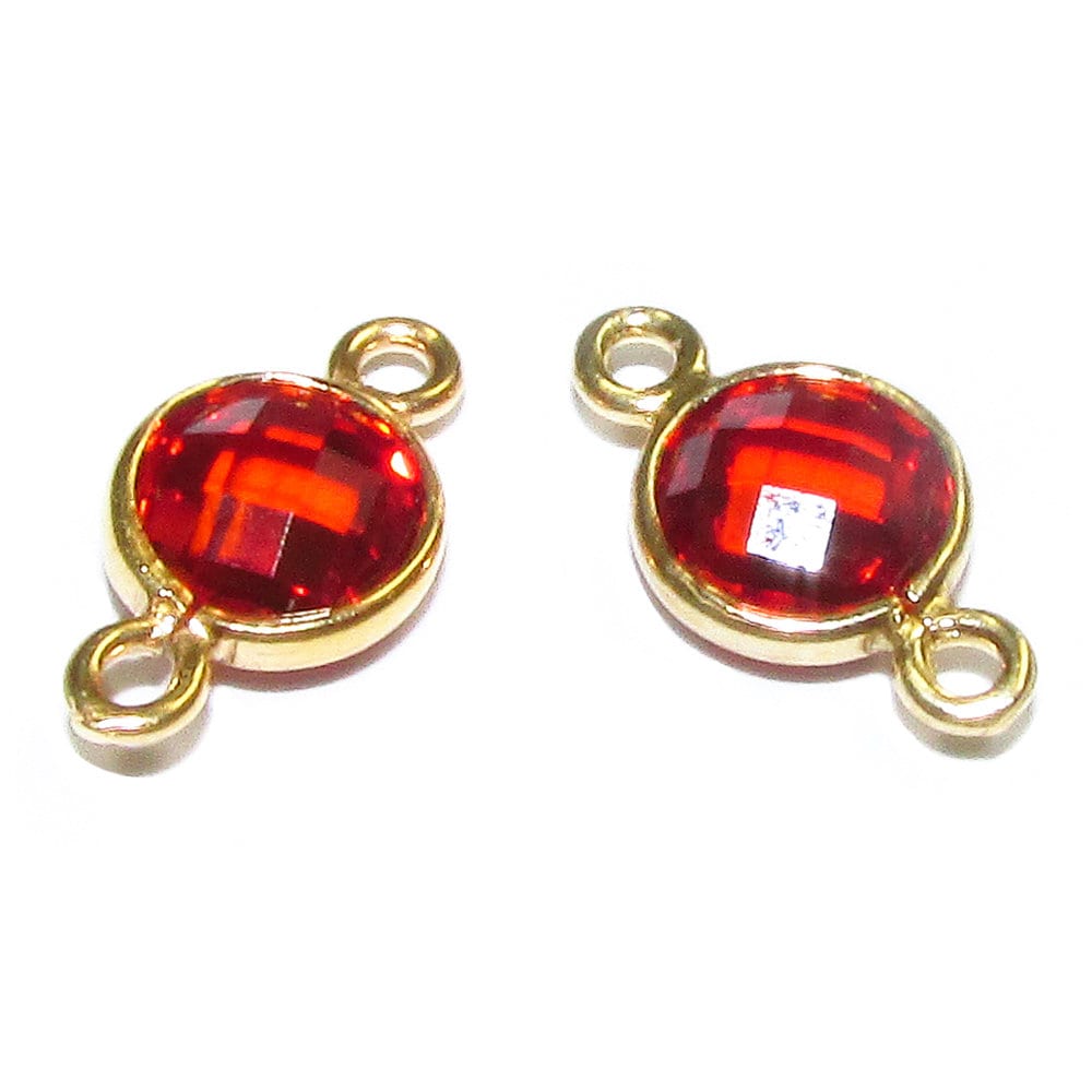 14K Gold Filled Checkerboard Garnet Round Link Connector size 12x7 mm, Jewelry making, Garnet gold filled link, Link connector - 1 piece