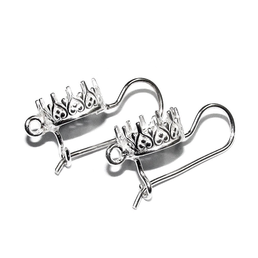 8 mm 925 sterling silver blank earrings with bezel cup and closed ring, Jewelry making, bezel cup, base earrings - 1 pair (2 piece)