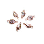 14K Rose Gold Filled White topaz pear Link Connector size 12x6mm, White topaz rose gold filled link, Connector, Jewelry making - 1 piece