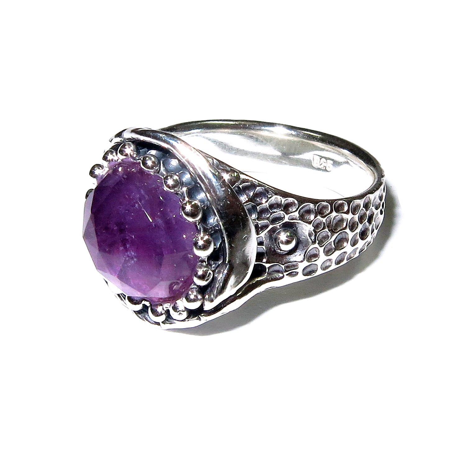 Amethyst ring 925 sterling silver, size 6 1/2, Handmade ring, single copy, Statement ring, Natural amethyst, silver ring, gemstone