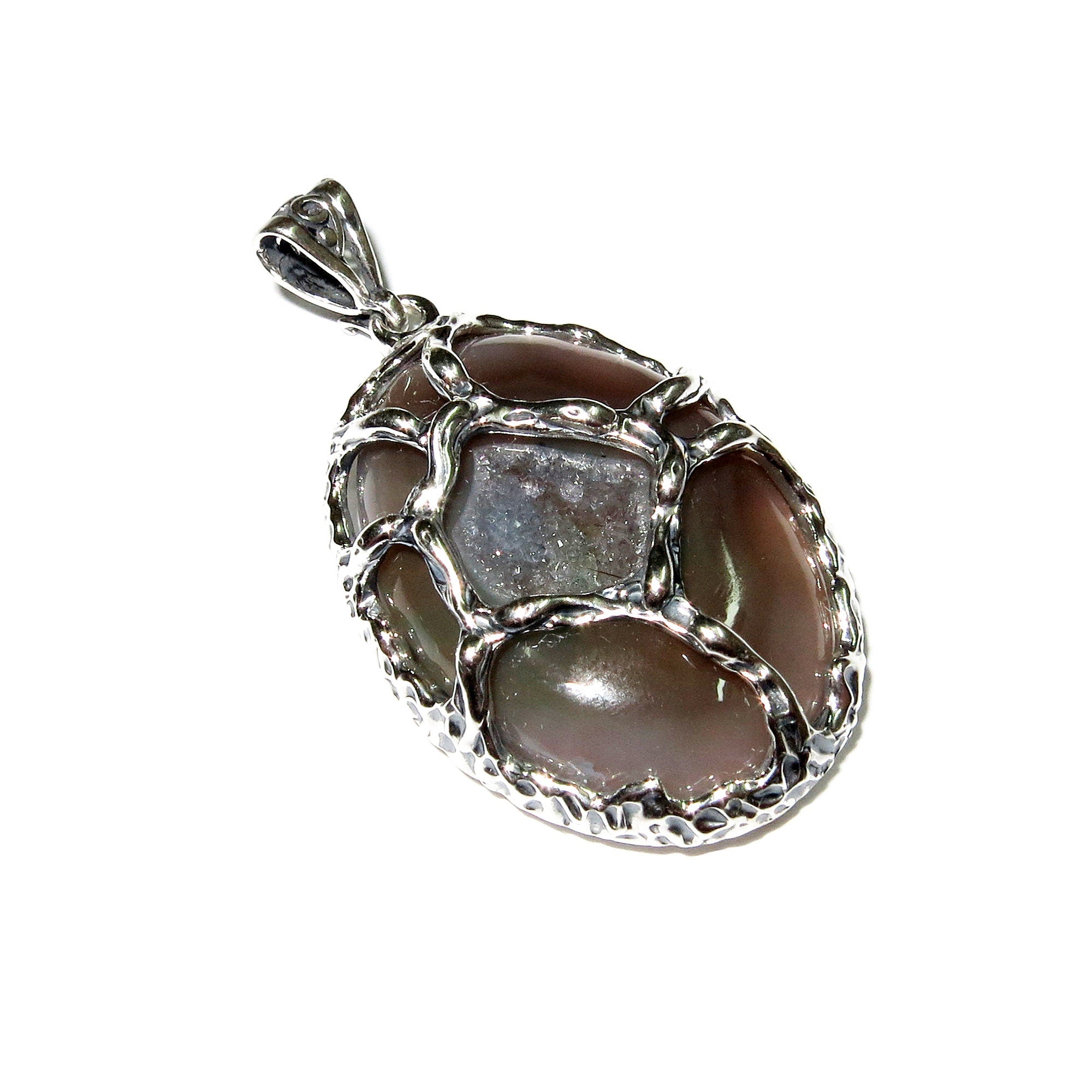 Druze agate brown pendant 925 sterling silver size 3.5x2.5 cm, 100% handmade, single copy, Druse Agate, Handmade pendant, Brown, Gemstone