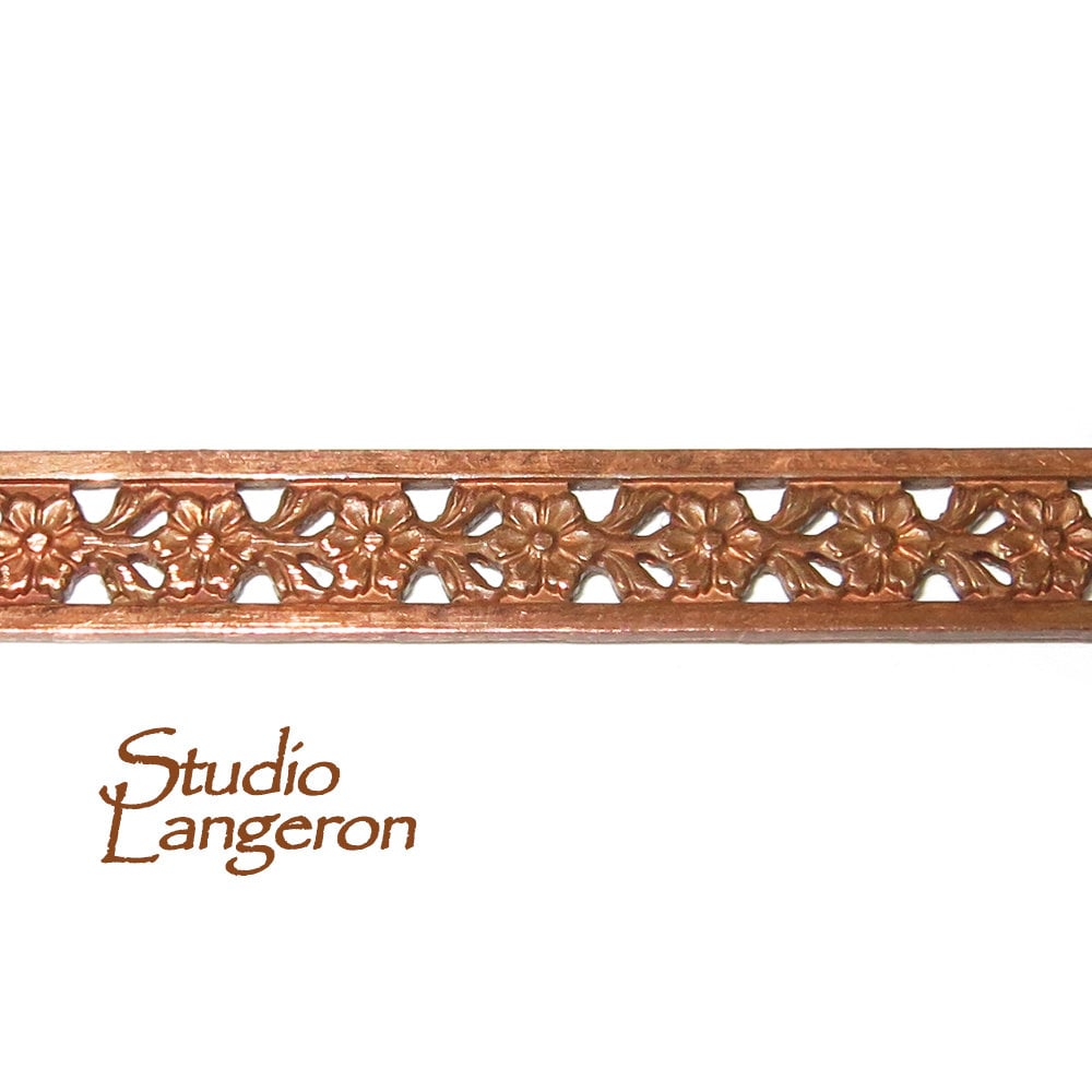 Natural Copper Bezel wire, Gallery wire, Gallery ribbon, Gallery pattern, Natural Copper, Copper wire, Jewelry making - 4 inch (10 cm)