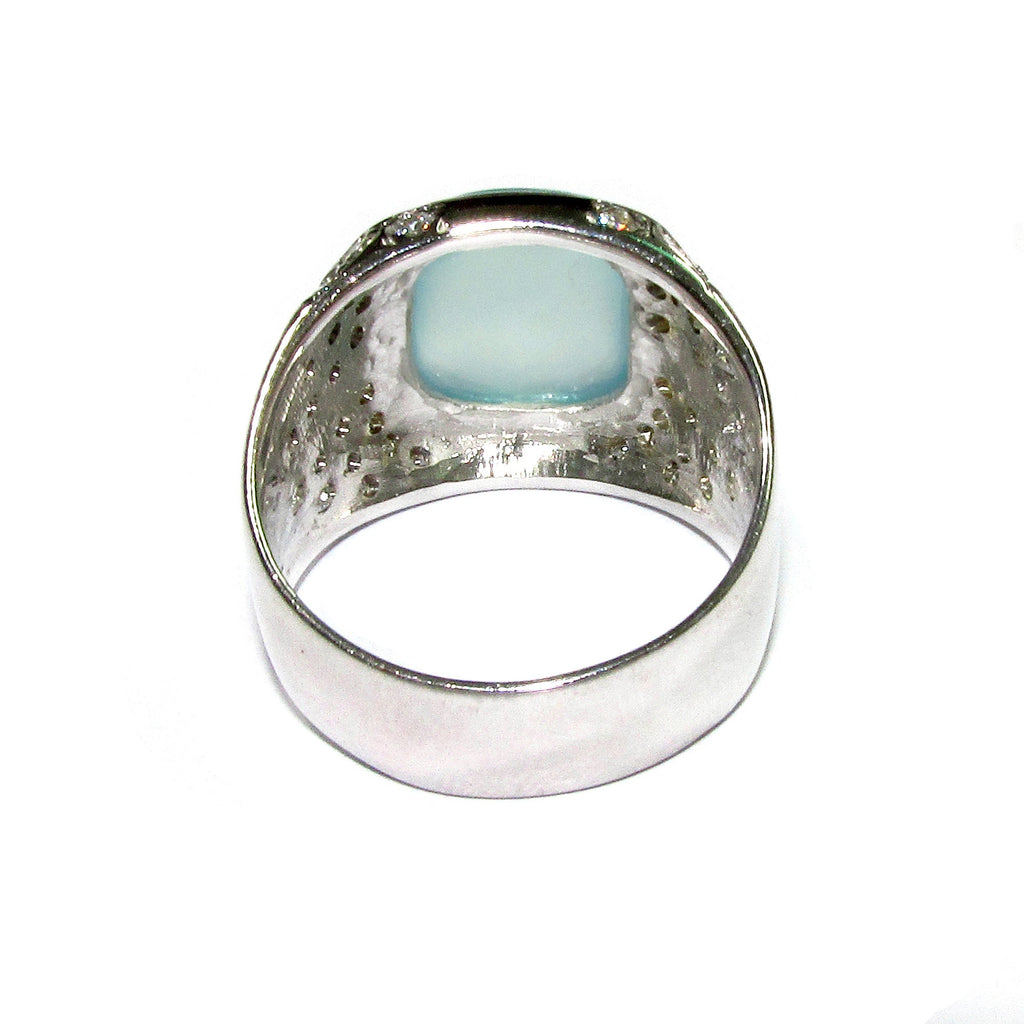 Statement Chalcedony ring 925 sterling silver size 9, Handmade ring, single copy, 925 sterling silver, Natural Aqua chalcedony, gemstone