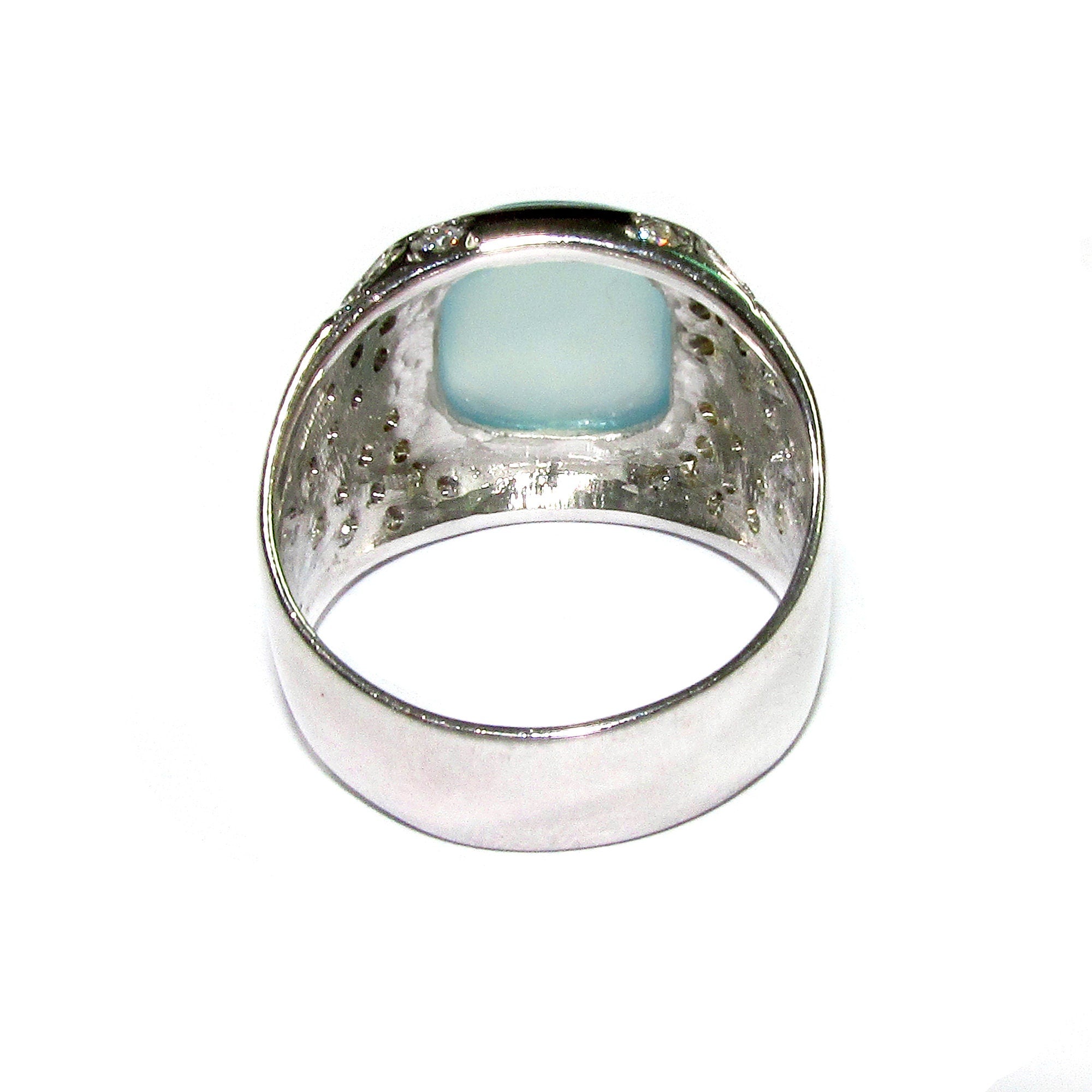 Statement Chalcedony ring 925 sterling silver size 9, Handmade ring, single copy, 925 sterling silver, Natural Aqua chalcedony, gemstone