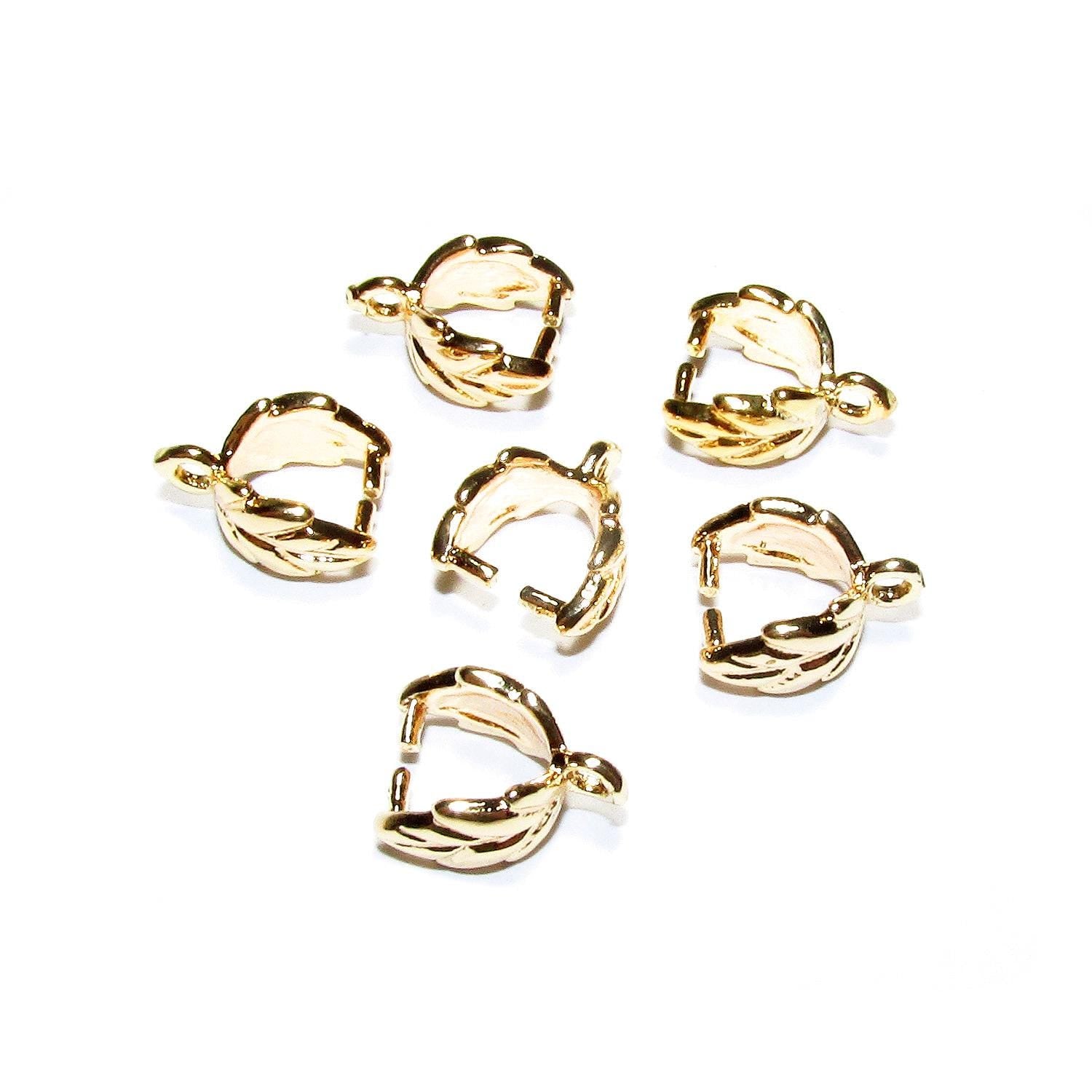 14K Yellow Gold Filled Decorative Pinch Pendant Bail size 9.0x5.0mm, Jewelry Making, Bail gold filled - 1 piece