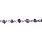 925 Sterling Silver Chain with amethysts, silver shiny chain, Jewelry making, Natural amethyst, Chain with amethysts - 1 Ft (30 cm)
