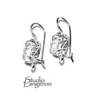 8 mm 925 sterling silver blank earrings with bezel cup and closed ring, Jewelry making, Setting, bezel cup, base earrings - 1 pair (2 piece)