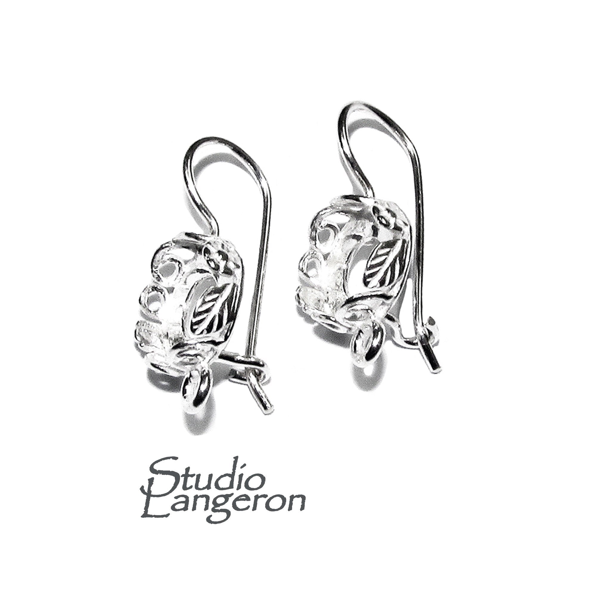 8 mm 925 sterling silver blank earrings with bezel cup and closed ring, Jewelry making, Setting, bezel cup, base earrings - 1 pair (2 piece)