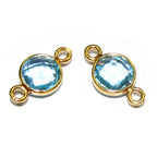 14K Gold Filled Checkerboard Aquamarine Round Link Connector size 12x7 mm, Jewelry making, Gold filled link, Link connector - 1 piece