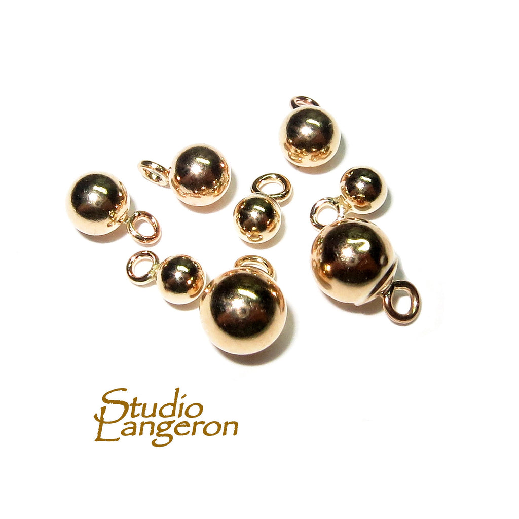 14K Yellow Gold filled Round Bead with loop size 3, 4, 5, 6, 7 mm, Gold filled beads, Beads, Beads with loop, Jewelry making - 1 piece