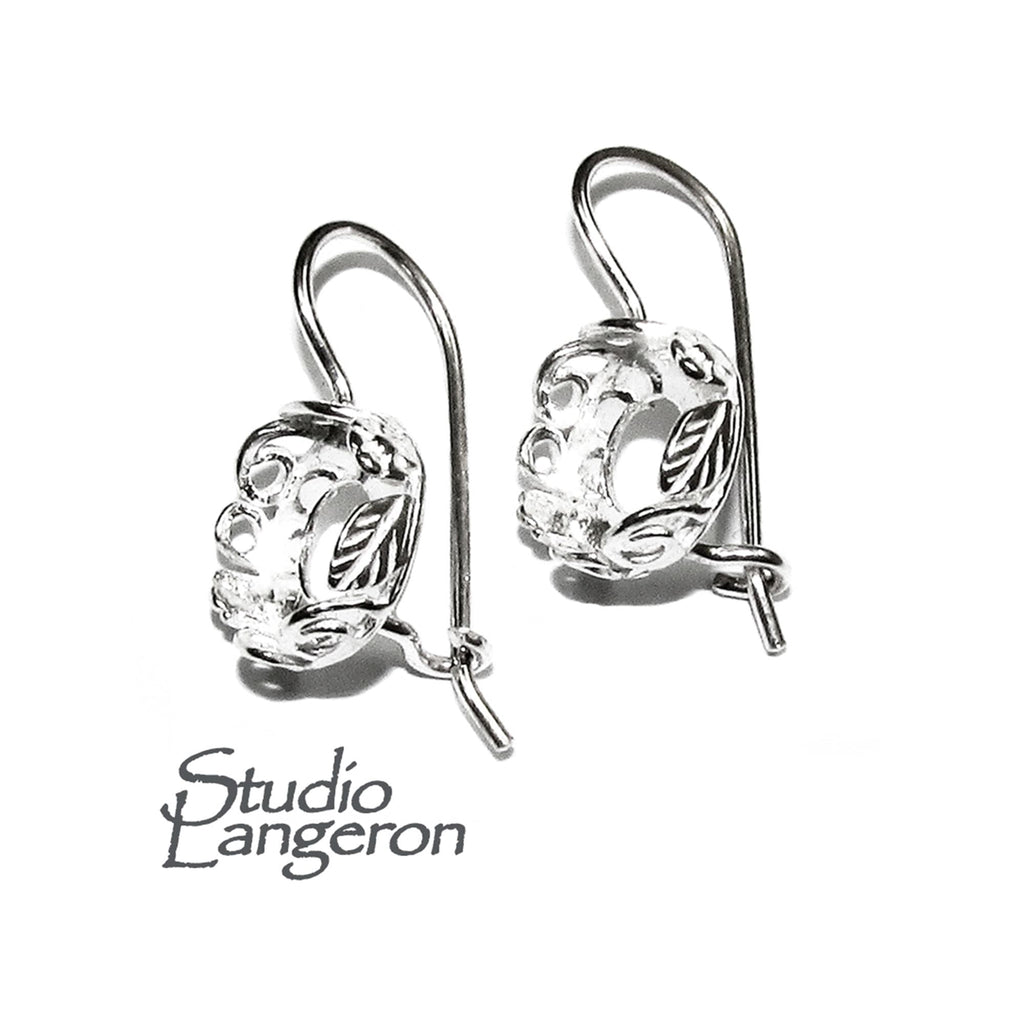 8 mm size 925 sterling silver base earrings with bezel cup, earring component, bezel cup, base earrings, Sterling silver - 1 pair (2 piece)