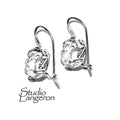 8 mm size 925 sterling silver base earrings with bezel cup, earring component, bezel cup, base earrings, Sterling silver - 1 pair (2 piece)