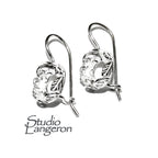 8 mm size 925 sterling silver base earrings with bezel cup, earring component, bezel cup, base earrings, Sterling silver - 1 pair (2 piece)
