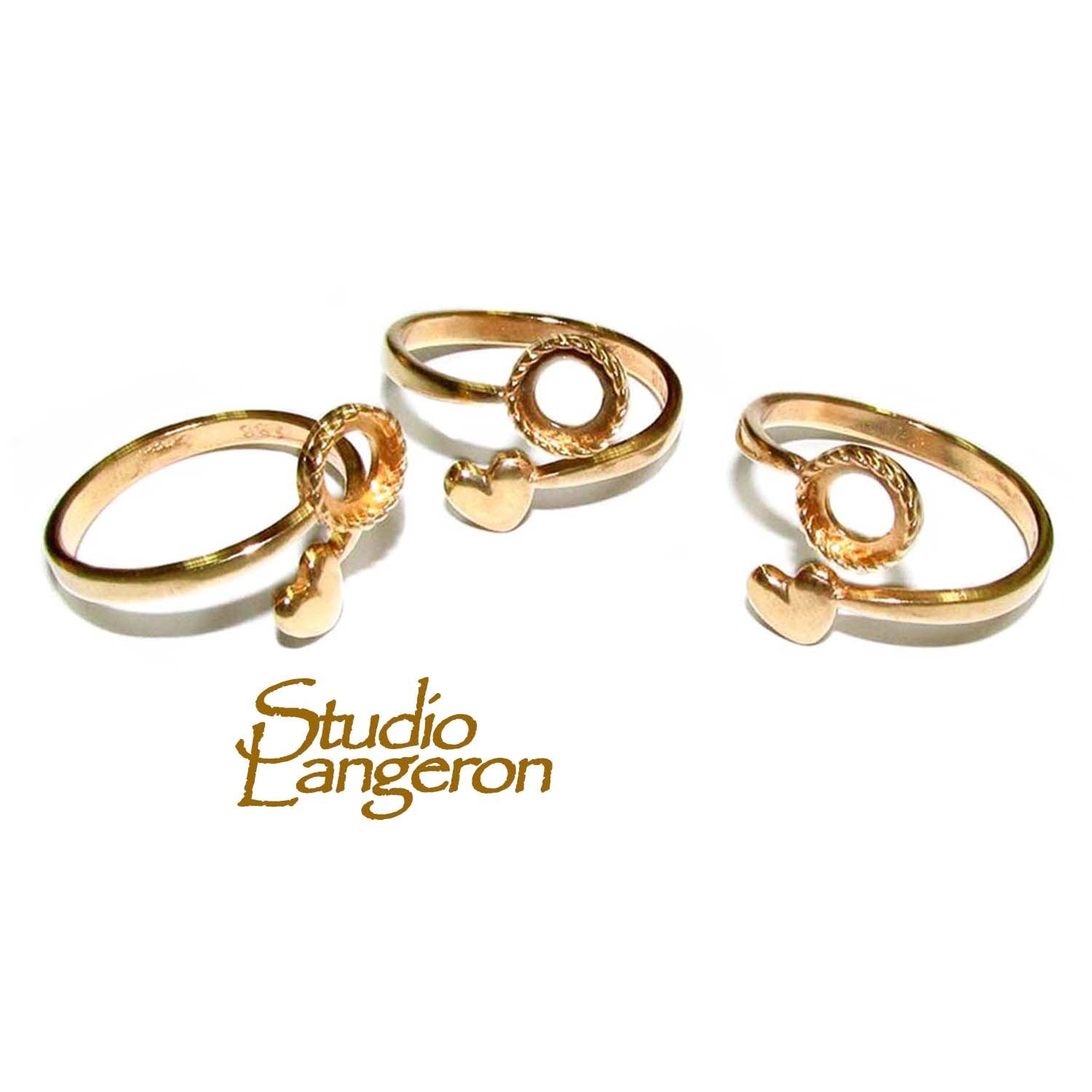 14K Yellow gold filled open blank ring with bezel cup 6 mm, base ring, Gold filled ring, bezel cup, Setting, Jewelry making - 1 piece