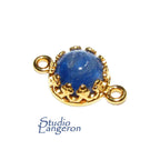 14K Gold Filled natural kyanite round Link Connector size 14x7 mm, Natural kyanite gold filled link, Jewelry making, Connector - 1 piece