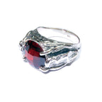 Statement Garnet ring 925 sterling silver size 7 1/2, Handmade ring, single copy, sterling silver, Garnet ring,  silver ring, red gemstone