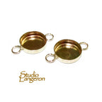 14K solid yellow gold Bezel Cups size 12 mm with two rings, Bezel cup, 14K solid gold, Setting, Solid gold, Jewelry making - 1 piece