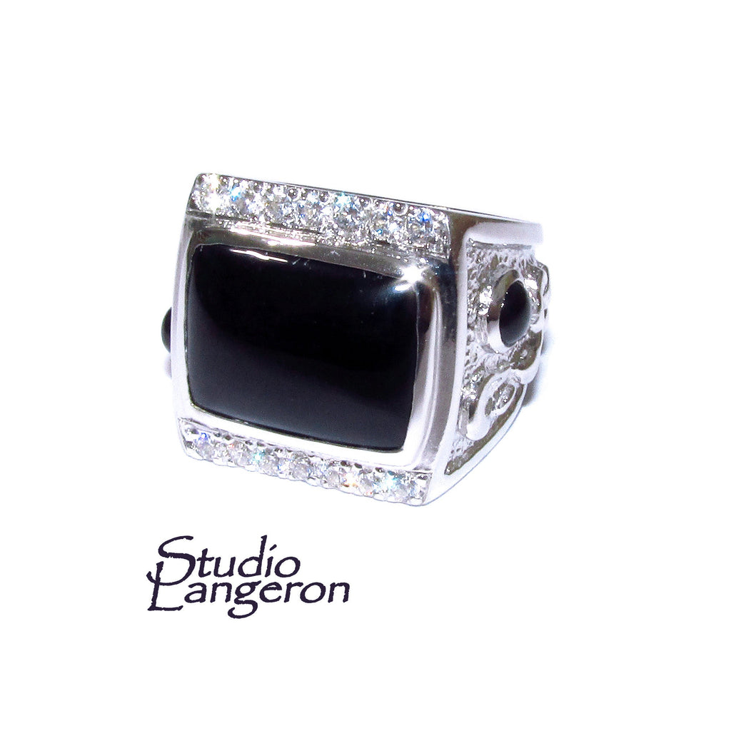 Black onyx man ring 925 sterling silver size 8 1/2, Handmade ring, single copy, sterling silver, natural onyx, man ring, black gemstone