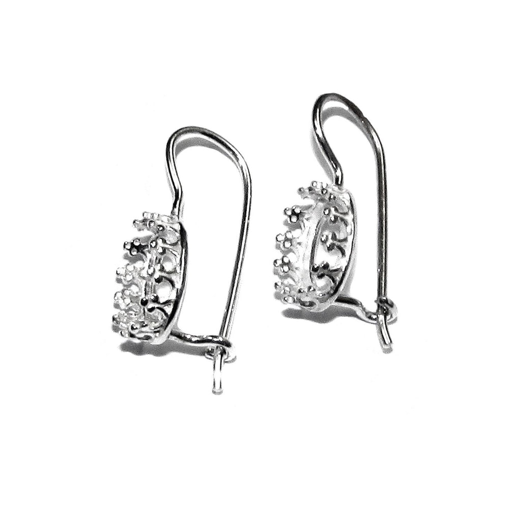 925 sterling silver blank earrings with oval bezel cup size 6x8-13x18 mm, model 1023, Jewelry making, Setting, bezel cup - 1 pair (2 pieces)