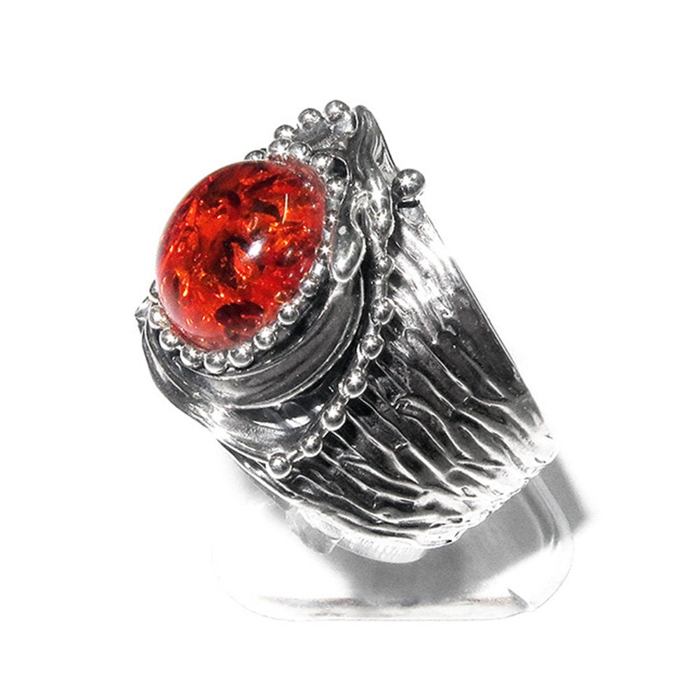 Madagascar Copal ring 925 sterling silver size 8 1/2, handmade ring, single copy, sterling silver, Madagascar Copal, silver ring, gemstone