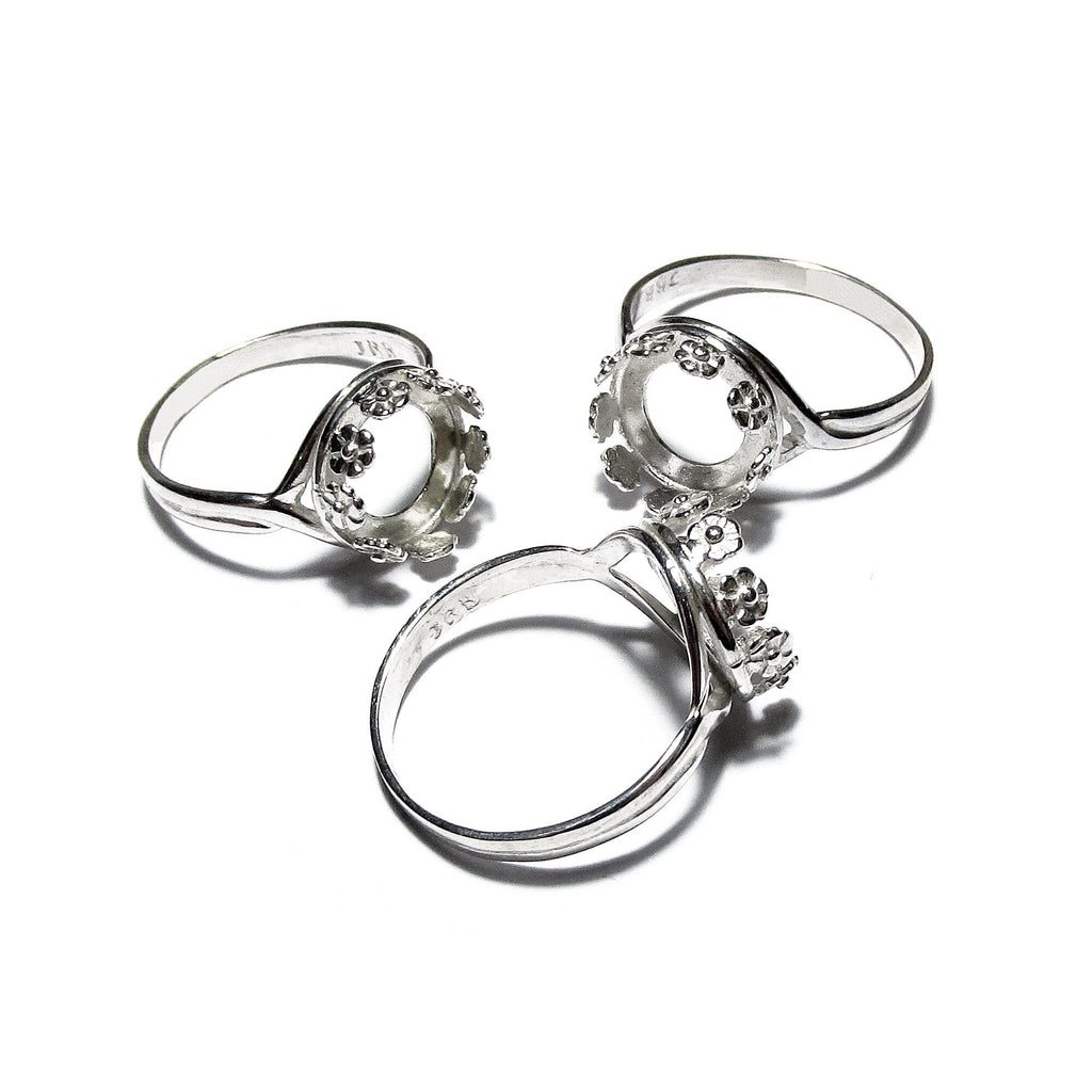 10 mm size 925 sterling silver blank ring with bezel cup size 4, 5, 6, 7, 8, Ring, bezel cup, base ring, Jewelry making, Setting - 1 piece