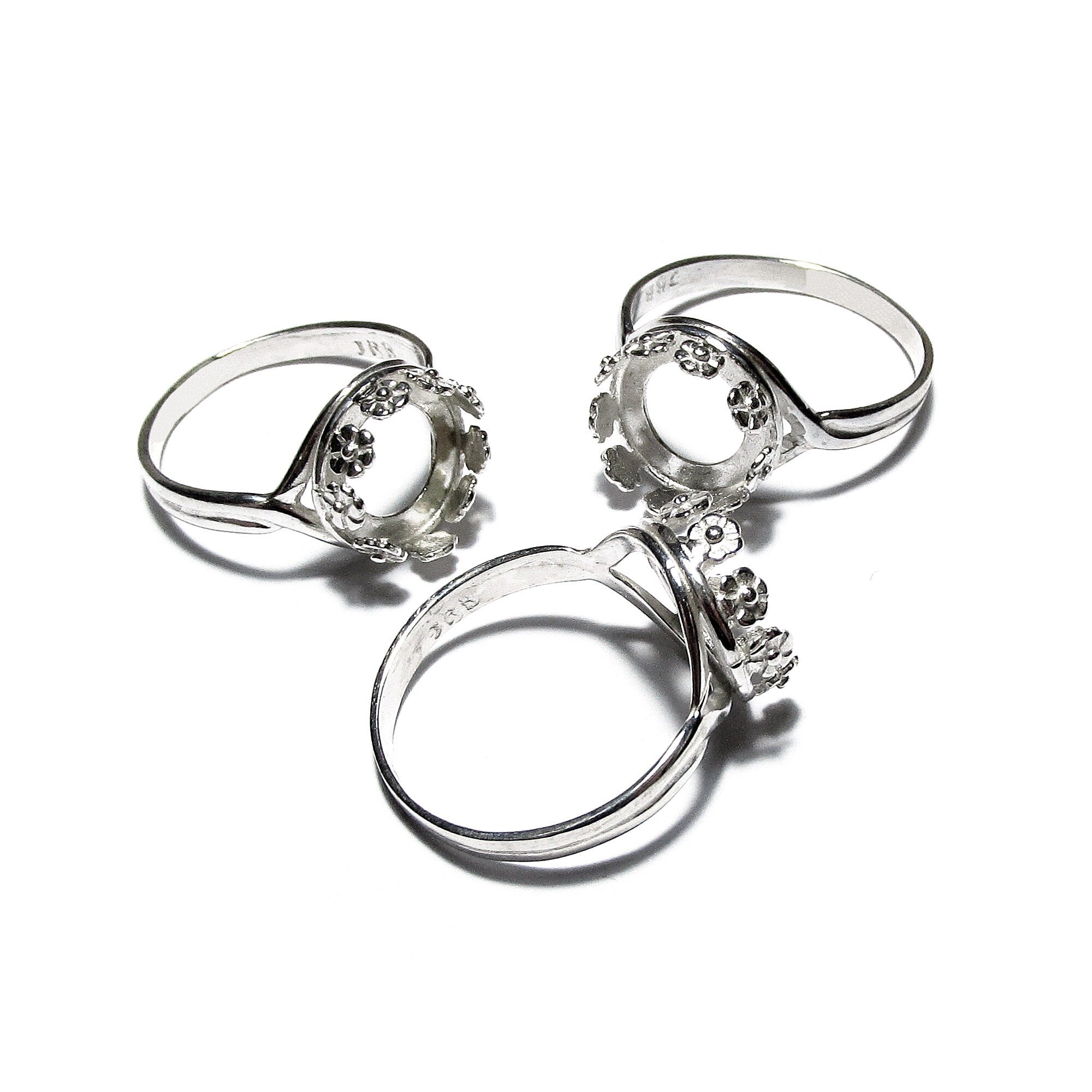 10 mm size 925 sterling silver blank ring with bezel cup size 4, 5, 6, 7, 8, Ring, bezel cup, base ring, Jewelry making, Setting - 1 piece