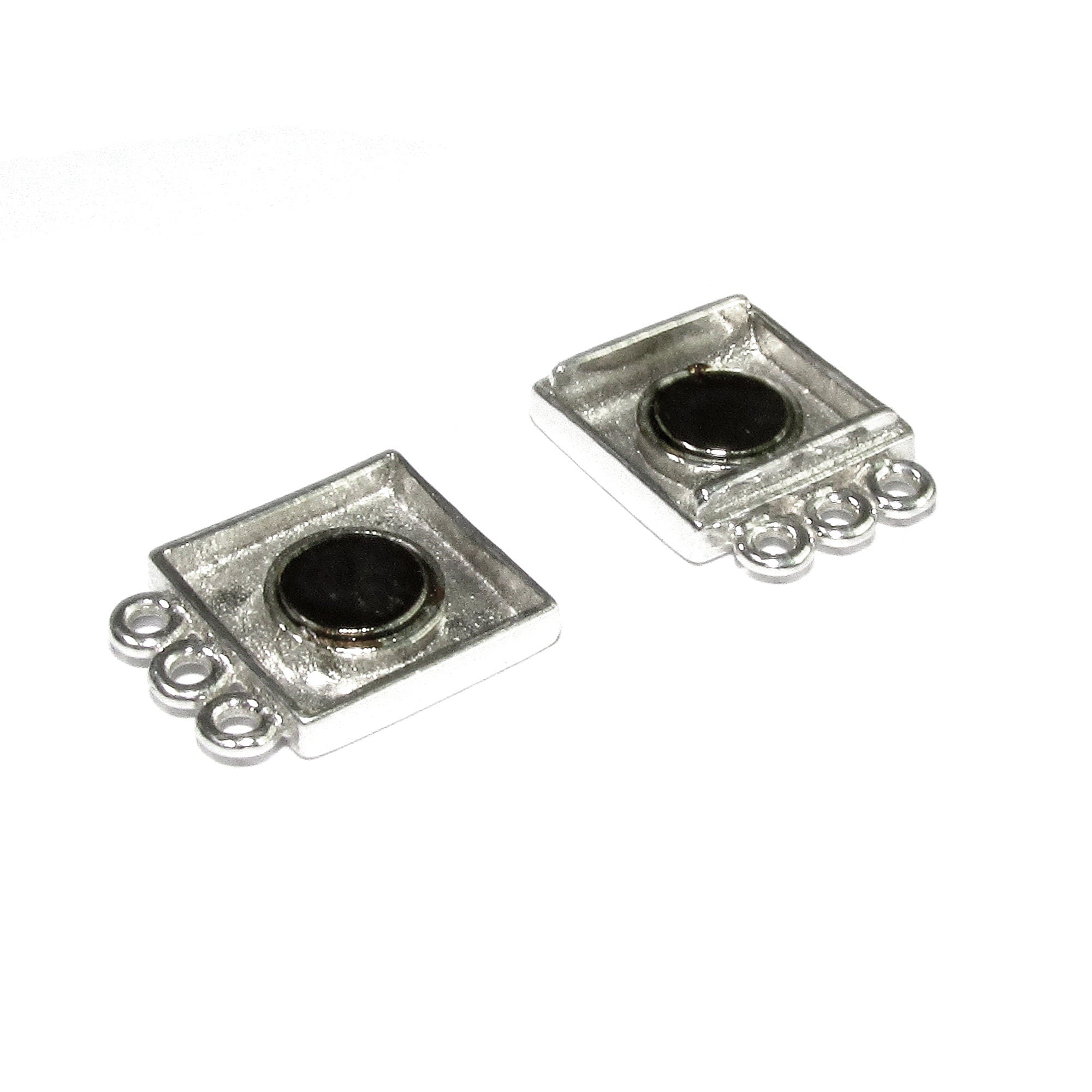 925 Sterling Silver Magnetic Square Button Clasps with three loops, Magnetic clasp, Silver clasp, Jewelry making, 925 silver clasp - 1 piece