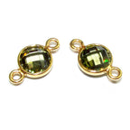 14K Gold Filled Checkerboard Peridot Round Link Connector size 12x7 mm, Peridot gold filled link, Link connector, Jewelry making - 1 piece