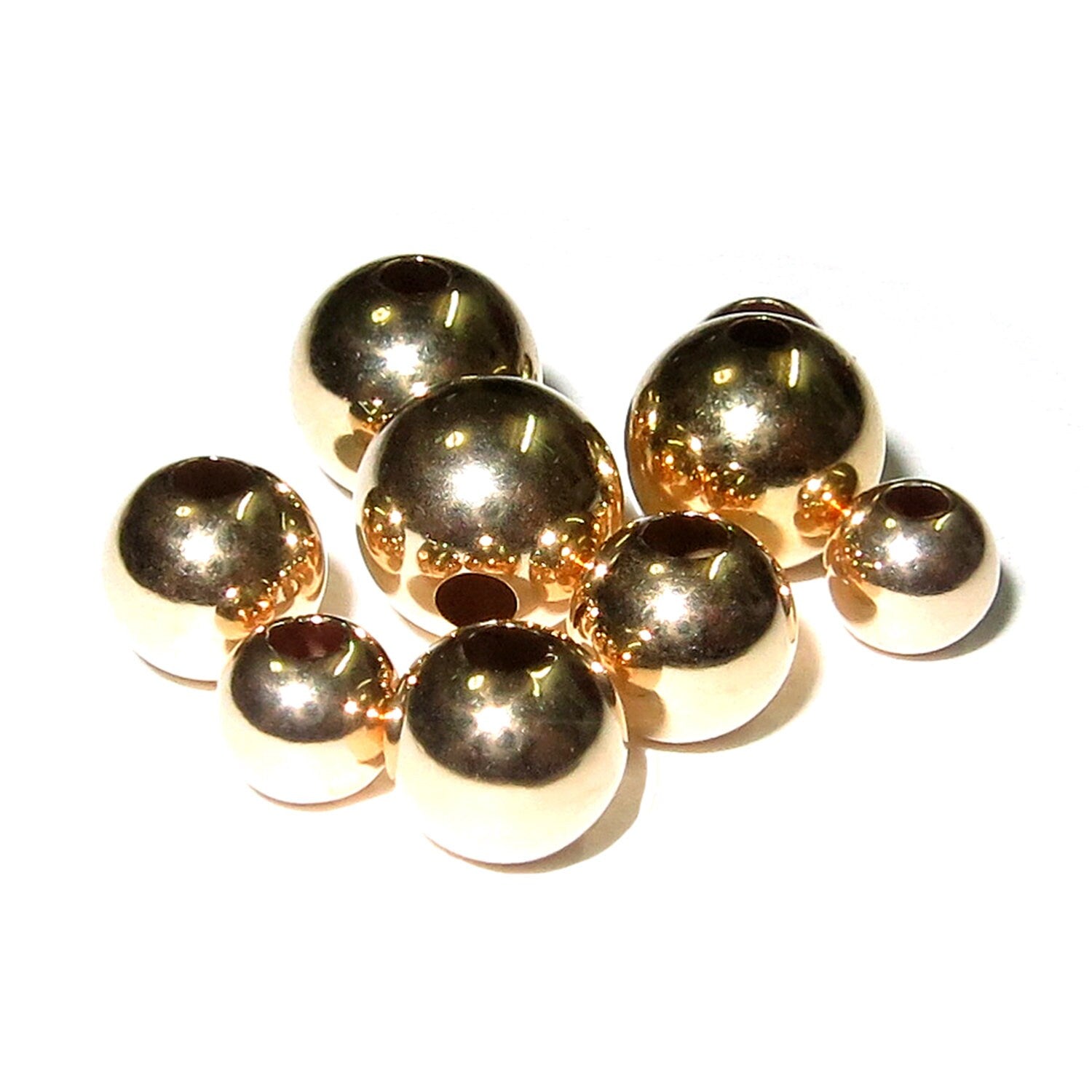 9K solid gold seamless round beads size 2.0-12.0 mm, solid gold beads, round beads, Jewelry making, 9K solid gold, Gold beads - 1 piece