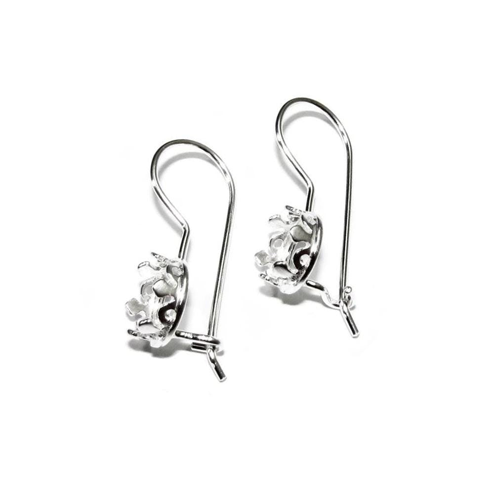 6 mm size 925 sterling silver blank earrings with round bezel cup, Jewelry making, Setting, bezel cup, base earrings - 1 pair (2 pieces)