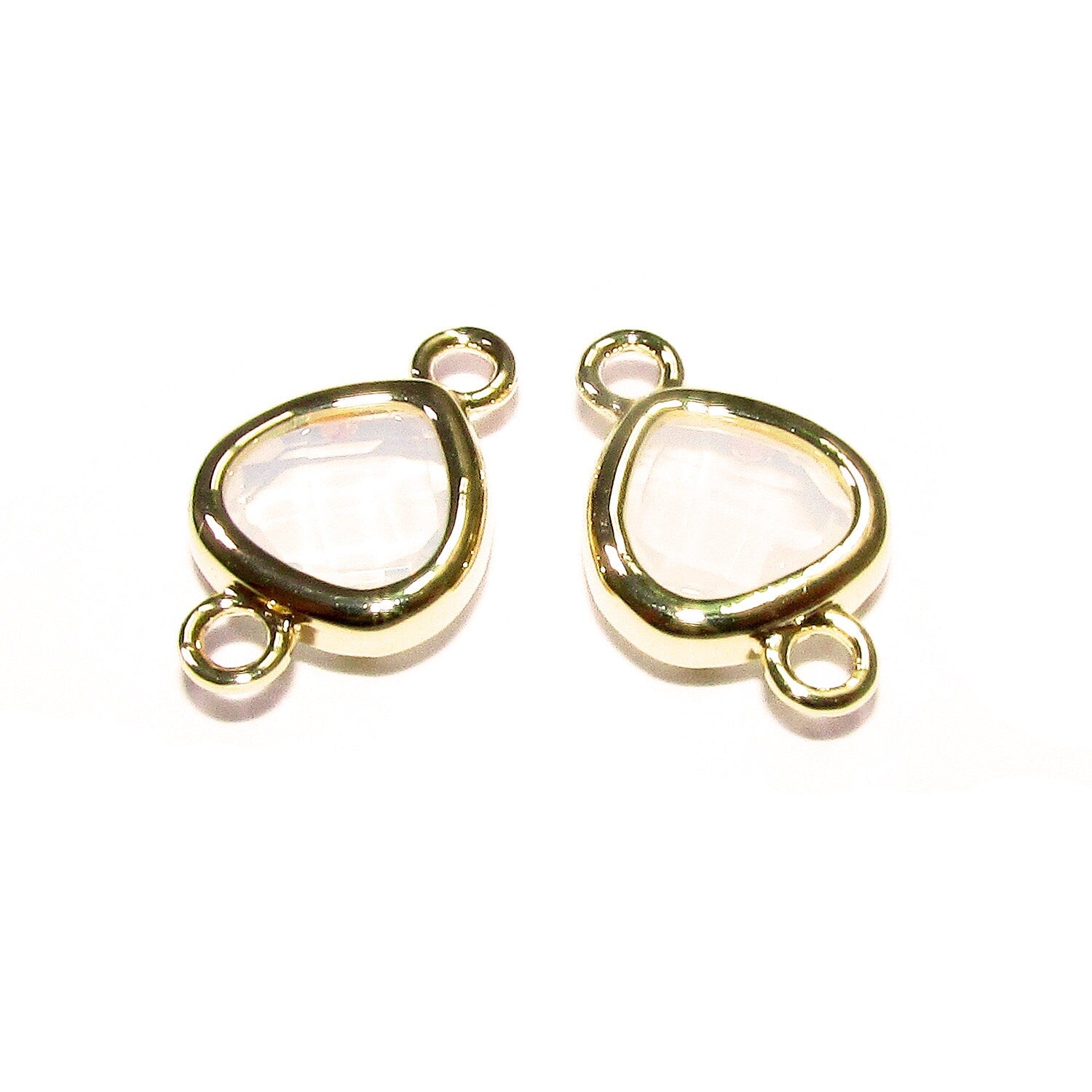 14K Gold Filled Checkerboard white opal triangular Link Connector size 8x14 mm, gold filled link, Jewelry making, Link Connector - 1 piece