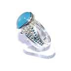 Statement Chalcedony ring 925 sterling silver size 7 1/2, Handmade ring, single copy, 925 sterling silver, Natural Aqua chalcedony, gemstone