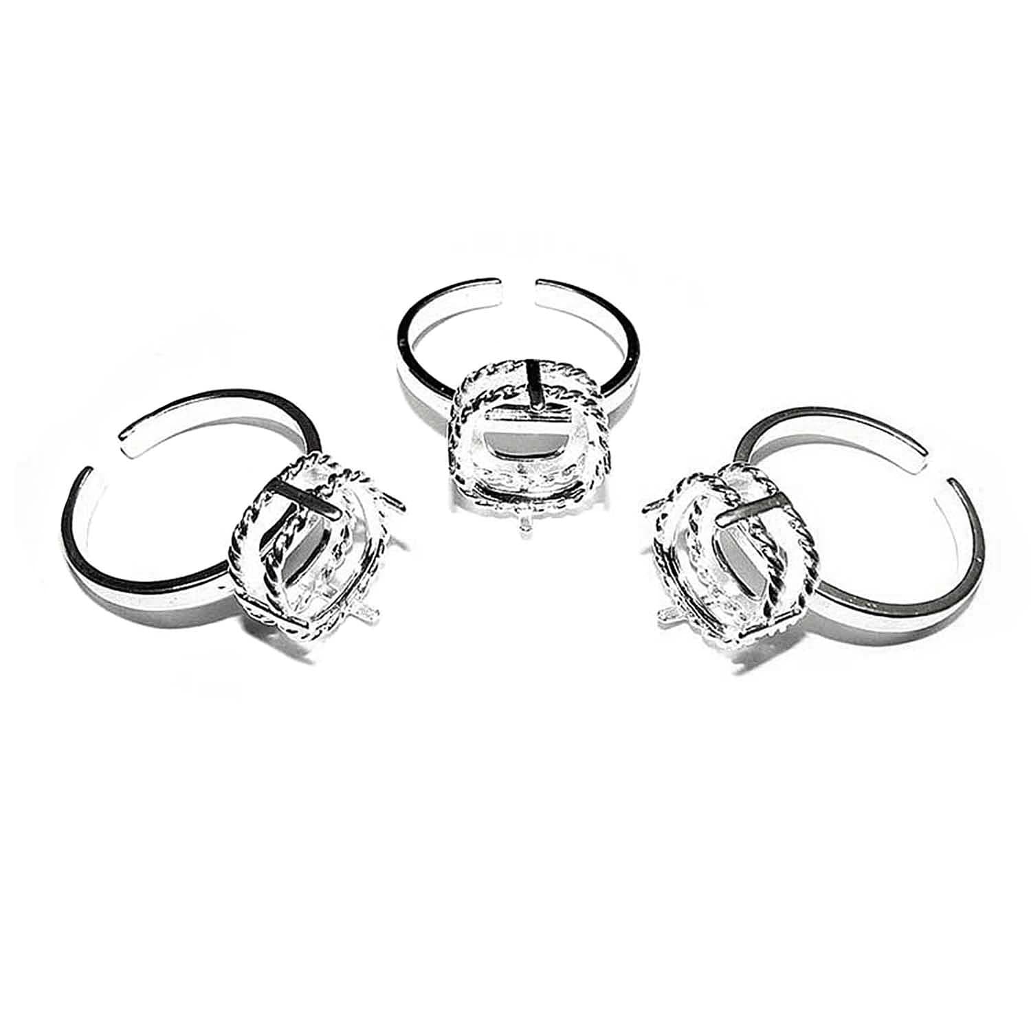 925 sterling silver open blank ring with bezel cup 10x10 mm for cabochon cushion, setting, silver ring, base ring, Jewelry making - 1 piece