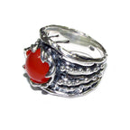 Statement Natural opal ring 925 sterling silver size 8 1/2, Handmade ring, single copy, sterling silver, Orange opal, silver ring, gemstone
