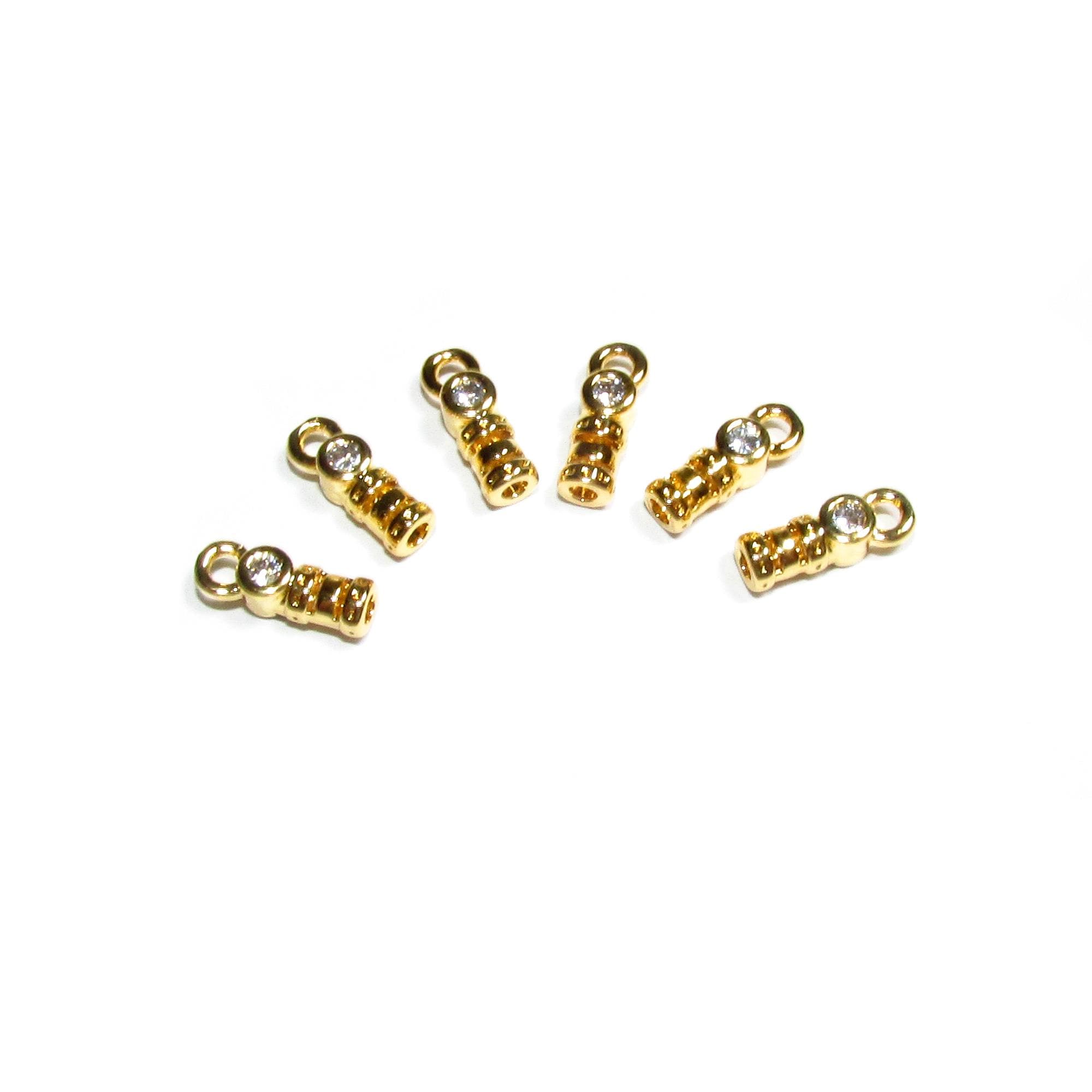 14K Yellow Gold filled Cord End Caps with crystal size 1.4mm, gold filled caps, end caps, jewelry making, cord end caps - 1 pair (2 pieces)