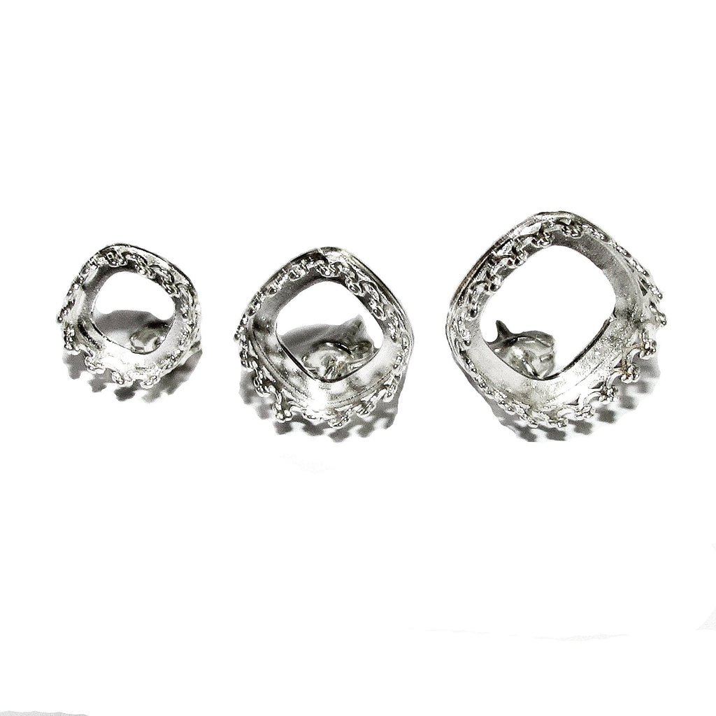 925 Sterling Silver Blank earrings size 8x8, 10x10, 12x12 mm, cushion Bezel cup, Jewelry making, Setting, Base Earrings - 1 pair (2 pieces)