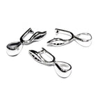 925 Sterling silver Leaf Pinch Pendant Bail with Loop - 1 piece