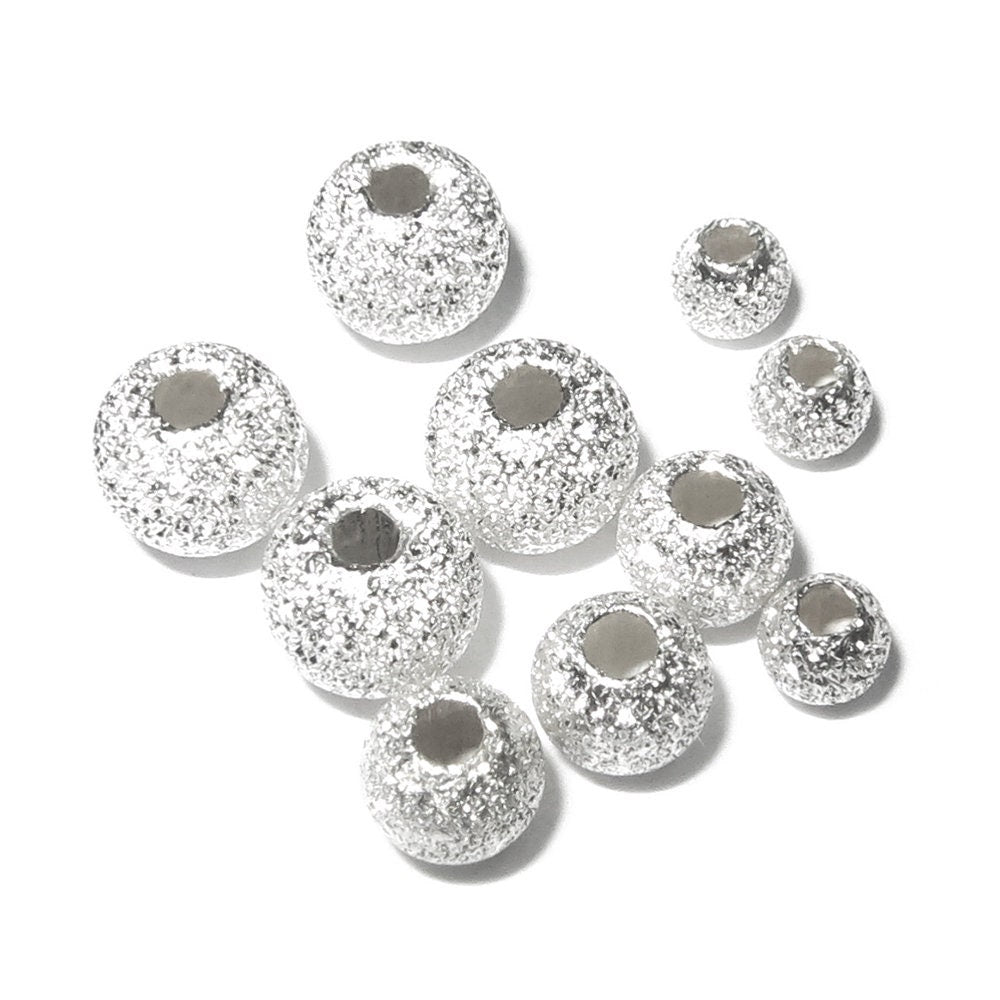 925 Sterling Silver Round Stardust Beads size 3, 4, 5, 6, 8, 10, 12 mm, Round Beads, stardust beads, Silver beads, Jewelry making - 1 piece