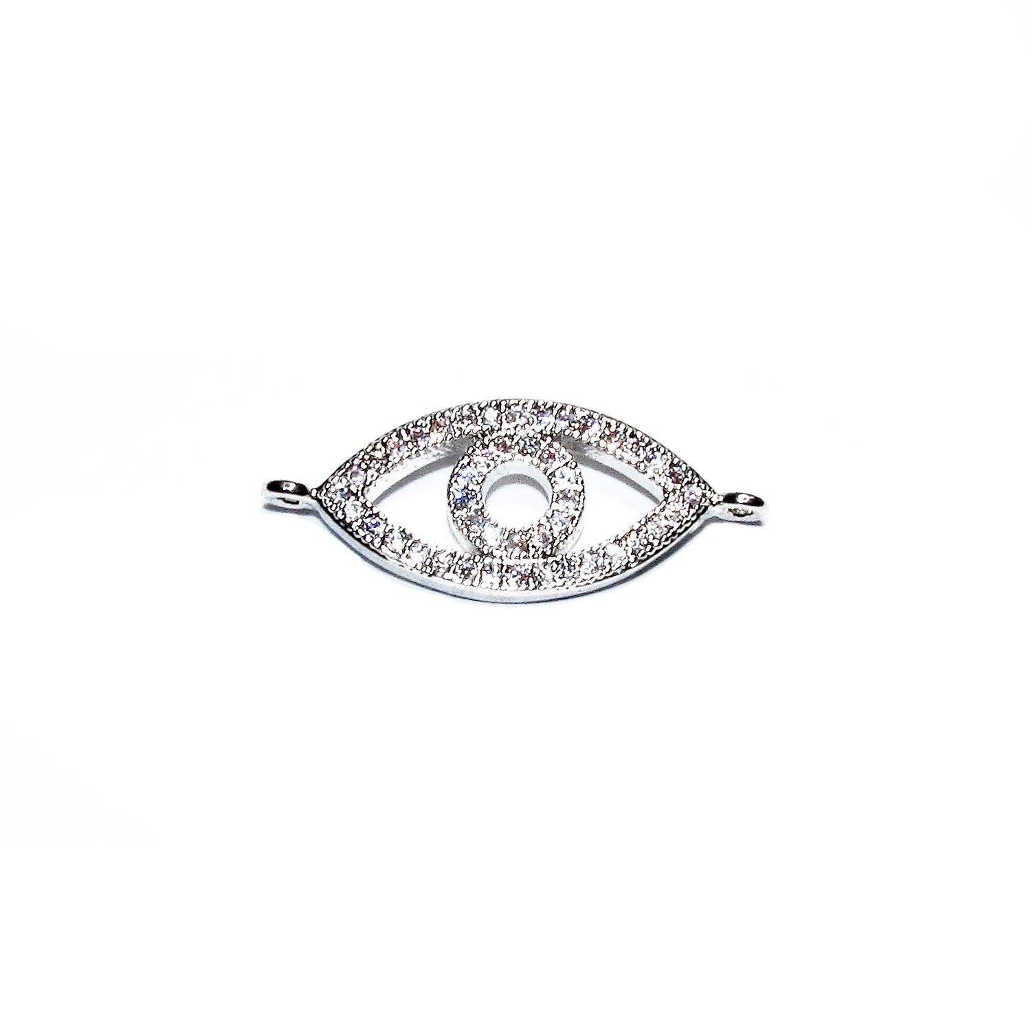 925 Sterling silver large Evil Eye connector size 2.3x1.0 cm, Evil Eye link component, Jewelry making, Jewelry connector - 1 piece