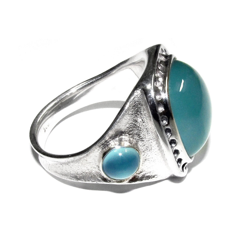Statement Aqua chalcedony ring 925 sterling silver size 7, Handmade ring, single copy, Aqua chalcedony, Ring, gemstone, Silver ring