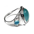 Statement Aqua chalcedony ring 925 sterling silver size 7, Handmade ring, single copy, Aqua chalcedony, Ring, gemstone, Silver ring