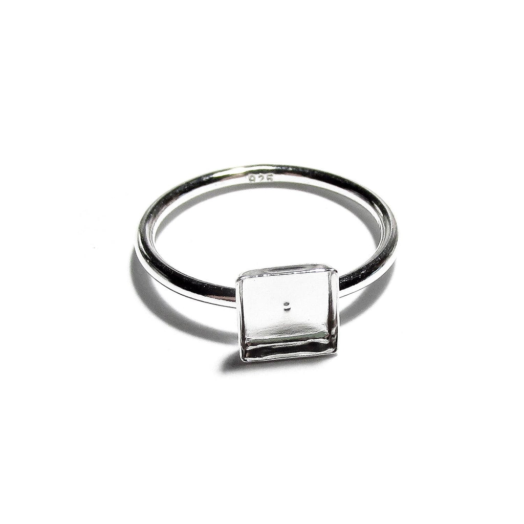 925 sterling silver blank ring with bezel cup 6x6mm size 4, 5, 6, 7, 8, 9, 10, 11, silver ring, bezel cup, setting, base ring - 1 piece
